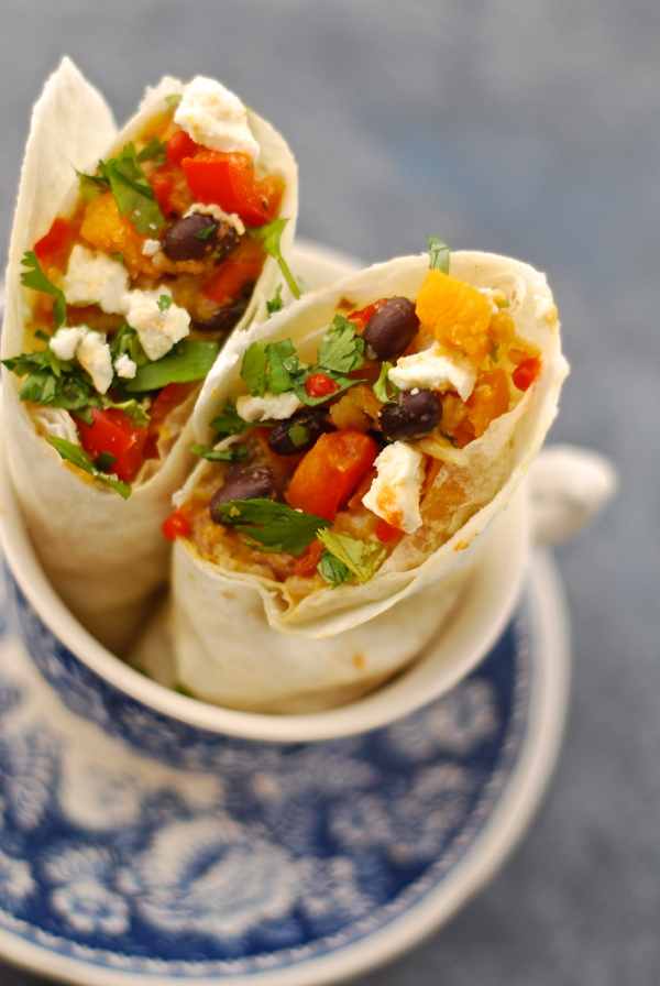 spa lunch ~ butternut black bean wrap