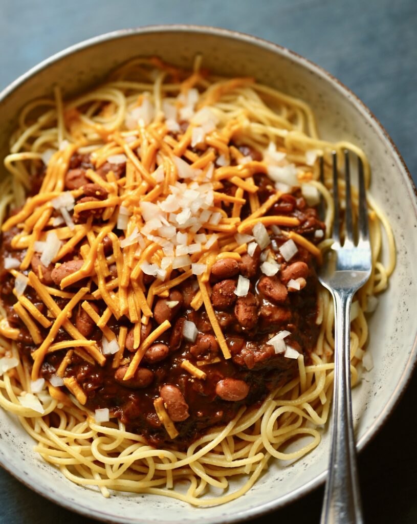 copycat skyline chili {vegan beyond meat version} - ChinDeep